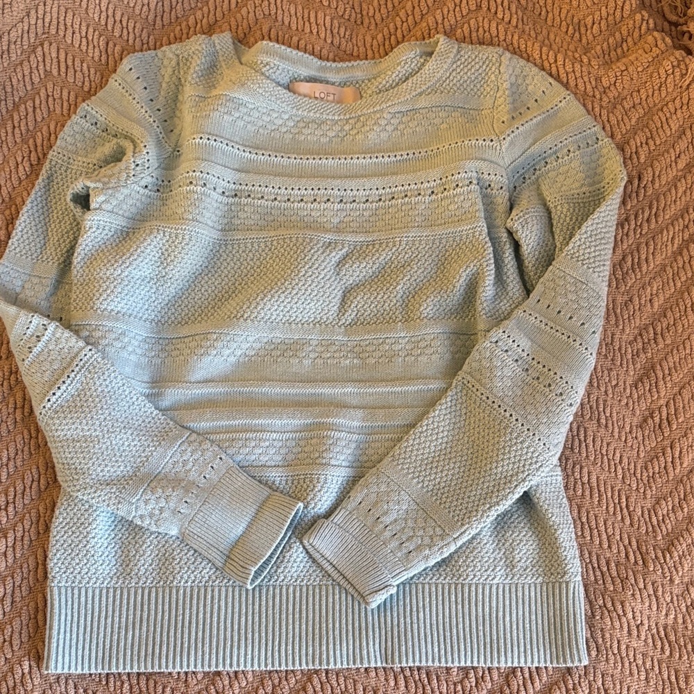 LOFT Women's Soft Blue Textured Sweater